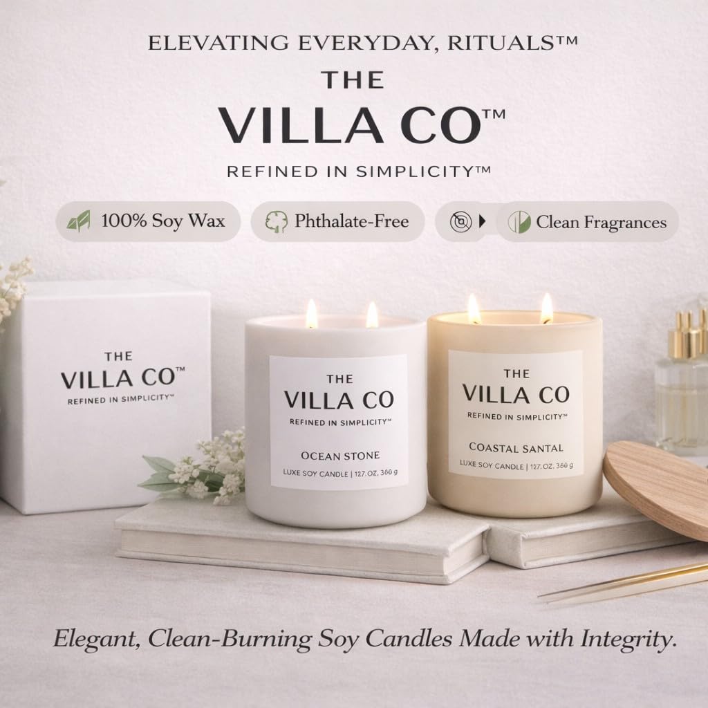 The Villa Co - Hearth and Berry | Scented Candle for Women & Men | Hand-Poured, Aromatic & Fragrant | 60 Hour Burn Time 12 OZ | Soy Based | Phthalate Free | Made in USA