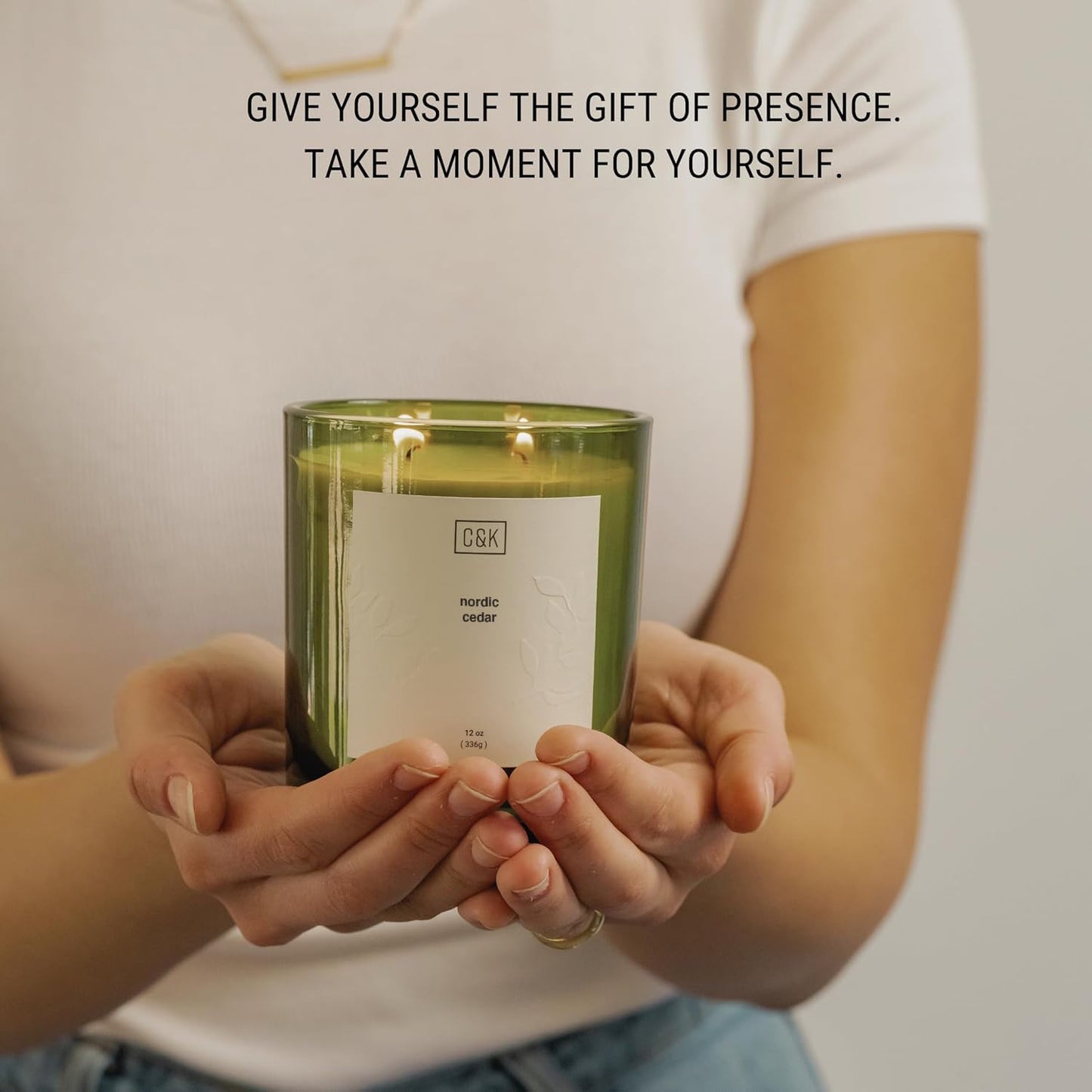 Craft & Kin Green Scented Candles | 12oz Premium Nordic Cedar Scented Candles for Men | Made with Natural Soy | Candle Gifts for Men and Women | Nature Collection