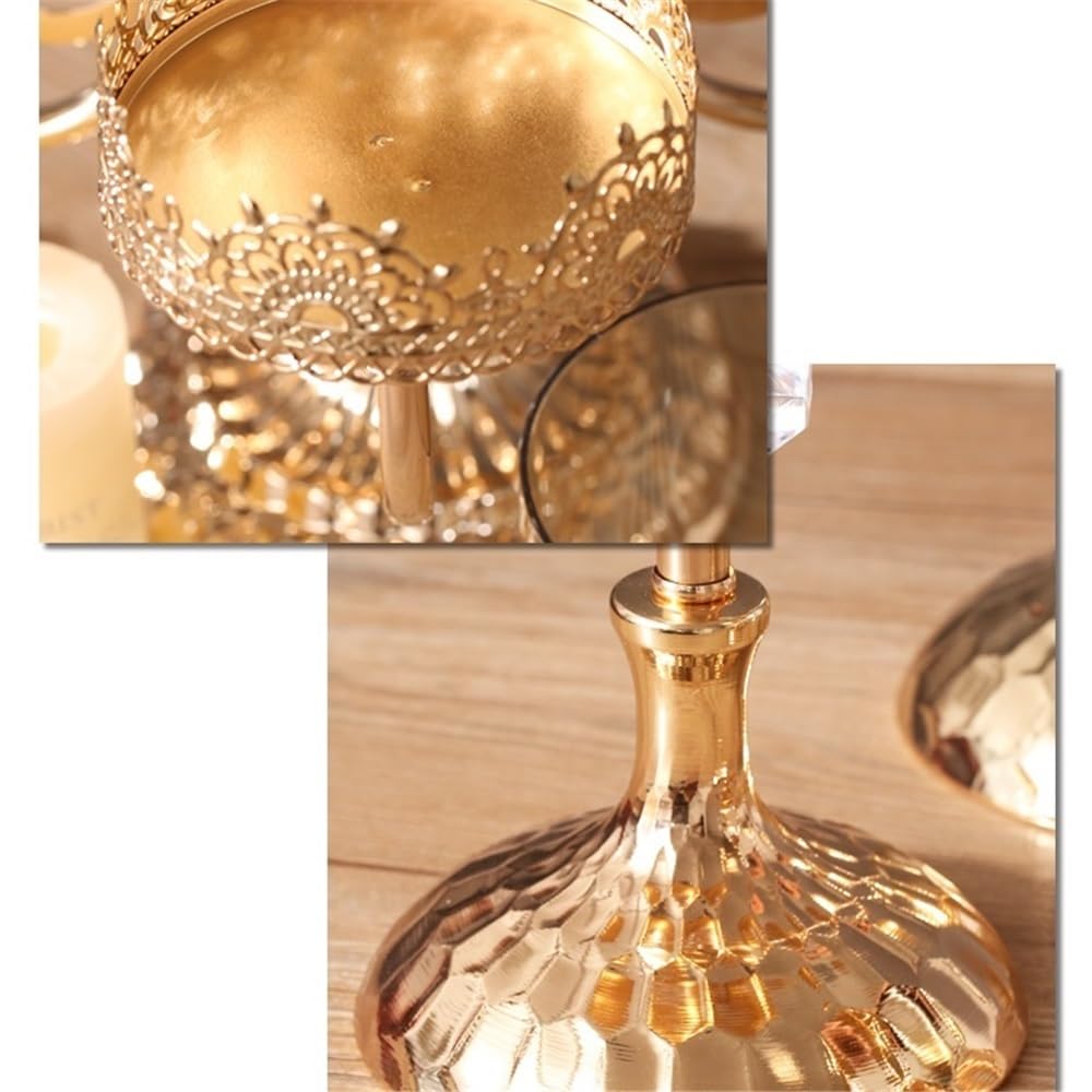 cfycfy987 Candelabra Luxury Golden Metal Glass Candlestick Home Dining Table Decoration Ornament Candle Holder Candle Sticks Holder(Small)