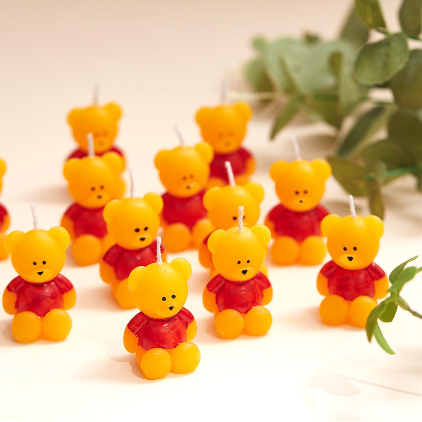 Dansib 50 Pcs Bear Baby Shower Candle Favors for Guest Bear Party Favors Baby Shower Candles Bulk for Gifts Party Decorations (Yellow)