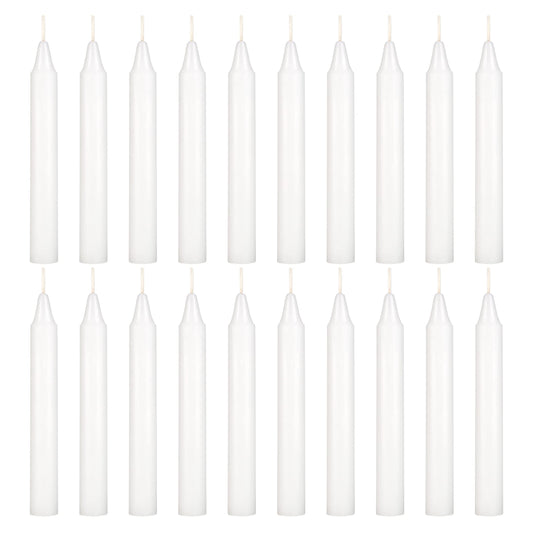 Mega Candles 20 pcs Unscented White Exquisite Mini Taper Spell Candles, 4 Inch Tall x 1/2 Inch Diameter, Magic Chimes, Enchantment, Casting Rituals, Witchcraft, Wiccan, Altar, Metaphysical