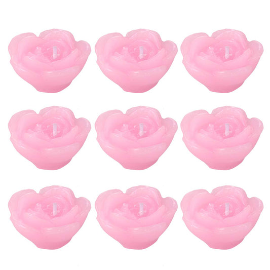 Decorative Candle Light- 12pcs Pink Rose- Shaped Candles Floating Flower Candle Home Decor for Wedding Party Bedroom