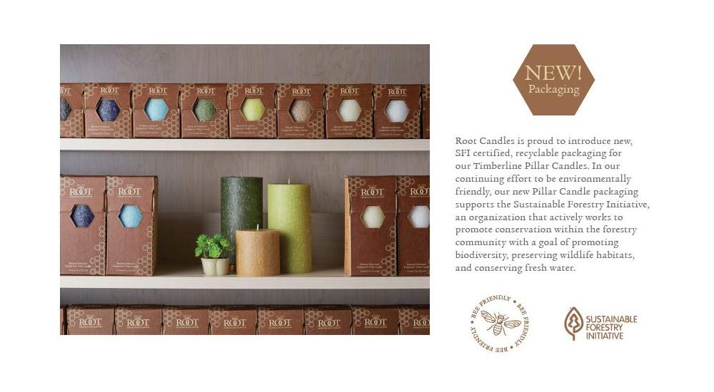 Root Candles Unscented Pillar Candles Beeswax Enhanced Textured Timberline™ Pillar Candle, 3 x 6-Inch, Sage Green