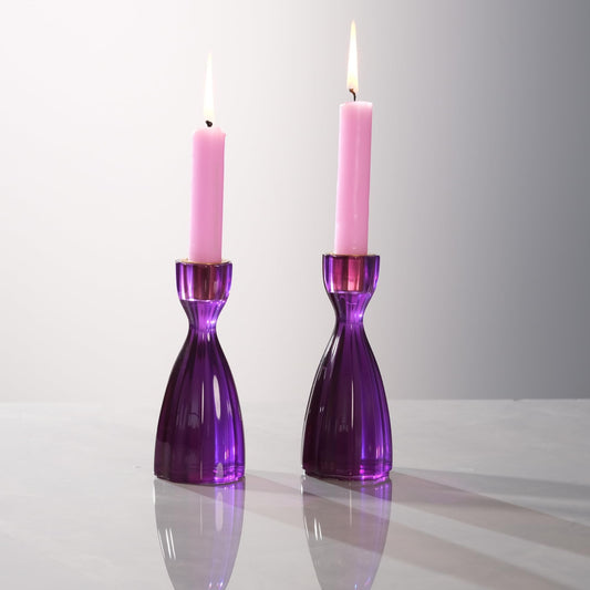 ICNBUYS Dancing Lady Taper Candle Holder - Elegant Candle Holder for Women, Multi Color Home Decoration, empowering Feminism Candle Purple Height 5.6 inches Set of 2 - Resin