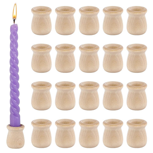 PH PandaHall 20pcs Candle Cups, Wood Candle Holders Unfinished Wooden Candle Cups Wood Dowel Caps Candlesticks Holders for Hand Painting Crafts Home Decor Fireplace Decor, 1 × 1.3 Inch