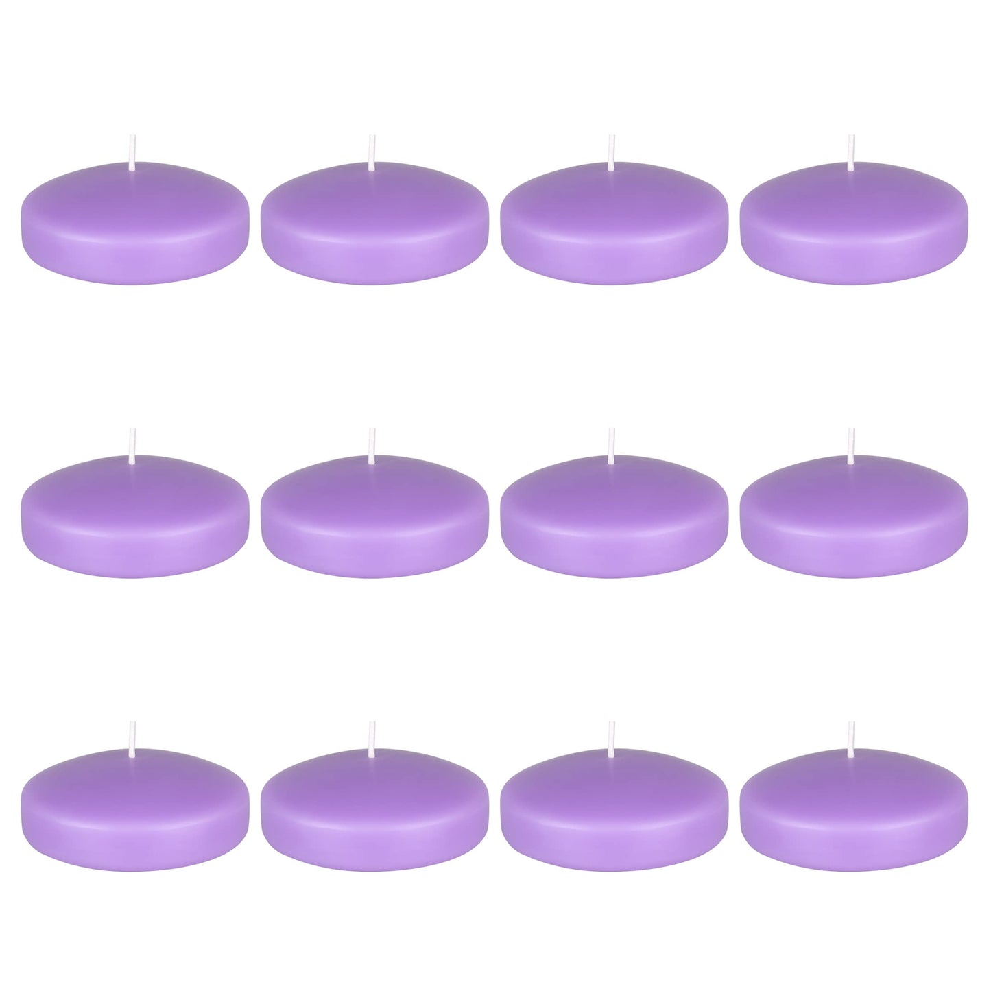 Mega Candles 12 pcs Unscented Lavender Floating Candles, Hand Poured Wax Candle 3 Inch Diameter, Home Décor, Wedding Receptions, Centerpieces, Occasions, Events, Festivities, Meditations, Spas