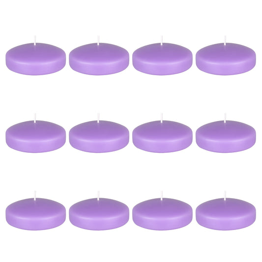 Mega Candles 12 pcs Unscented Lavender Floating Candles, Hand Poured Wax Candle 3 Inch Diameter, Home Décor, Wedding Receptions, Centerpieces, Occasions, Events, Festivities, Meditations, Spas