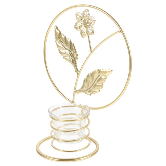 Amosfun Elegant Iron Candle Holder with Leaf Design for Home Decor Vintage Tealight Stand for Weddings and Parties Sturdy and Heat-Resistant Centerpiece for Living Room and Dining Table