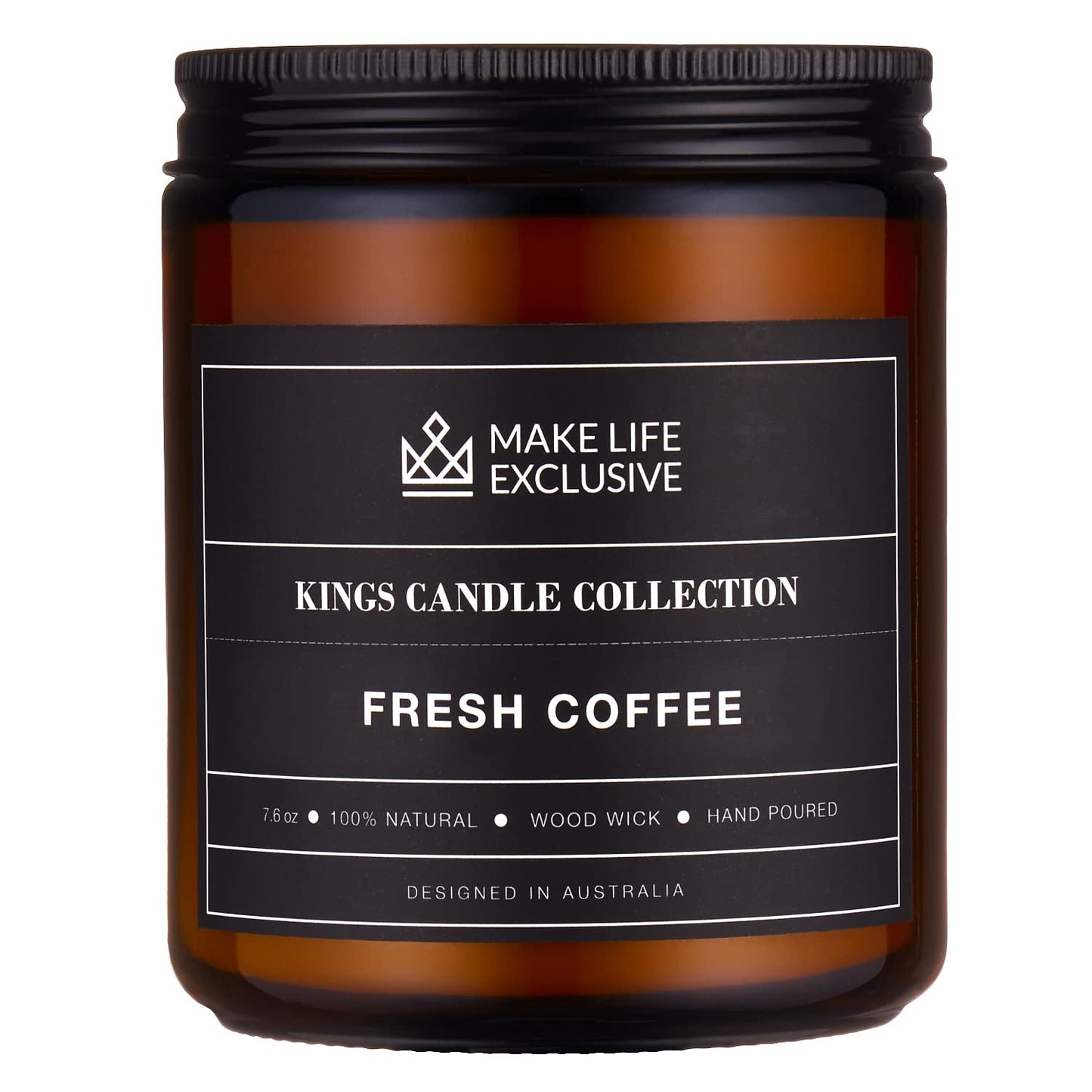 Scented Candles for Men | Fresh Coffee, Smells of Espresso | Wooden Wick, Long Lasting, Masculine Scents | Natural Soy Jar Candle for Home, Bachelor Pad Decor | The Perfect Mens Gift