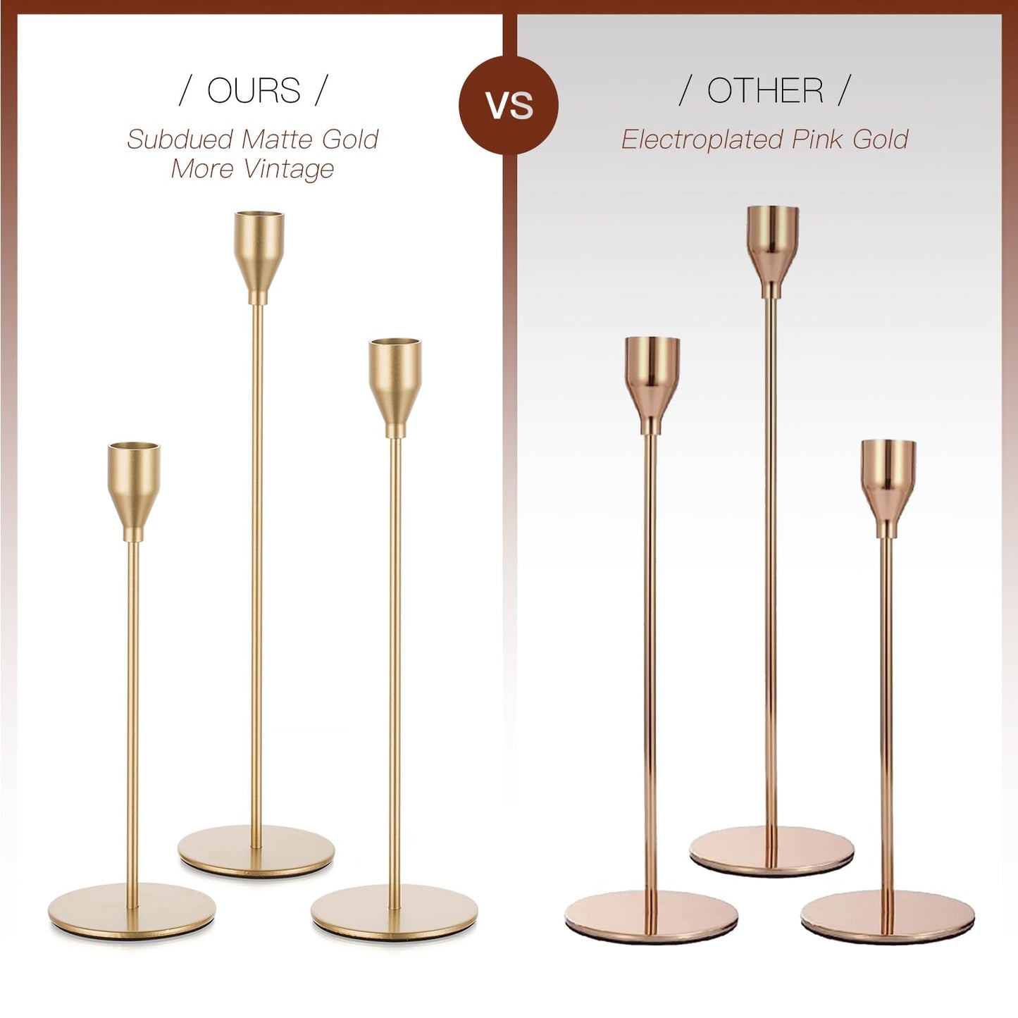 Candeldo Gold Taper Candle Holders: Set of 6 Tall Candlestick Holder for Table Centerpiece Metal Candles Stick Holders Stand Wedding Decor