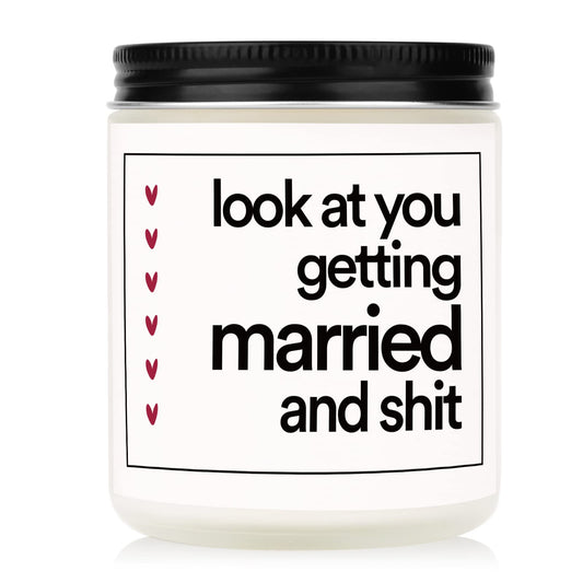 BaubleDazz Funny Wedding Gifts, Bachelorette & Bridal Shower Gift for Bride, 7oz Lavender Scented Soy Wax Candle, Bride to Be, Engagement Gifts for Couples