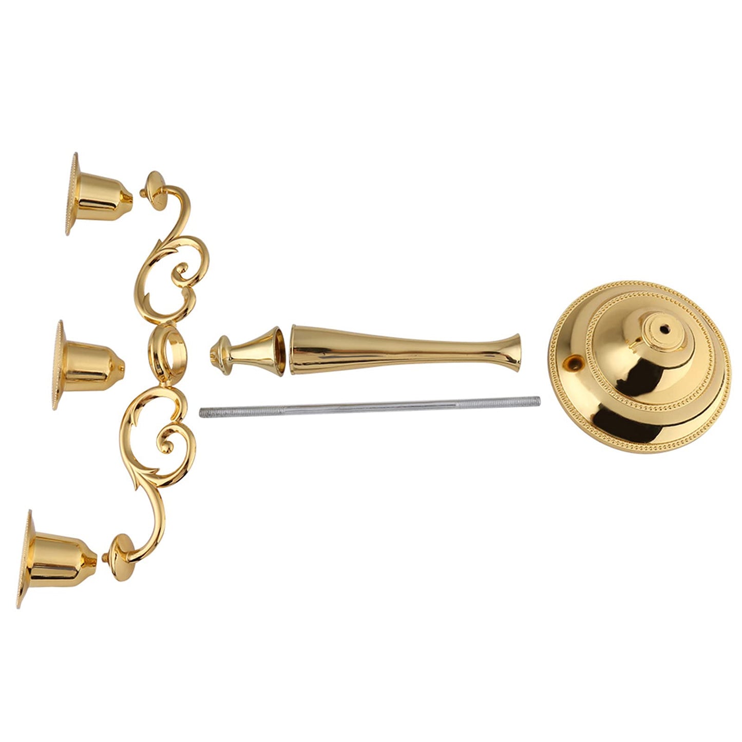 Dioche 3 Arm CandMetal Candelabra for Weddings & Home Decor | Sturdy Design, Silver Finish | Perfect Loved Ones (Gold)