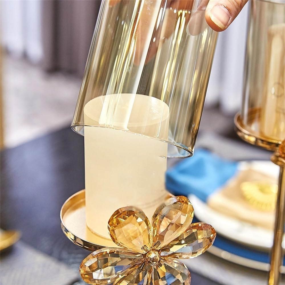 YUHUAWF Candle Holderss Candle Holders Wedding Centerpieces Metal Crystal Candlestick Holders Stand for Table Party Church Decor Decorative Candlestick(Small)