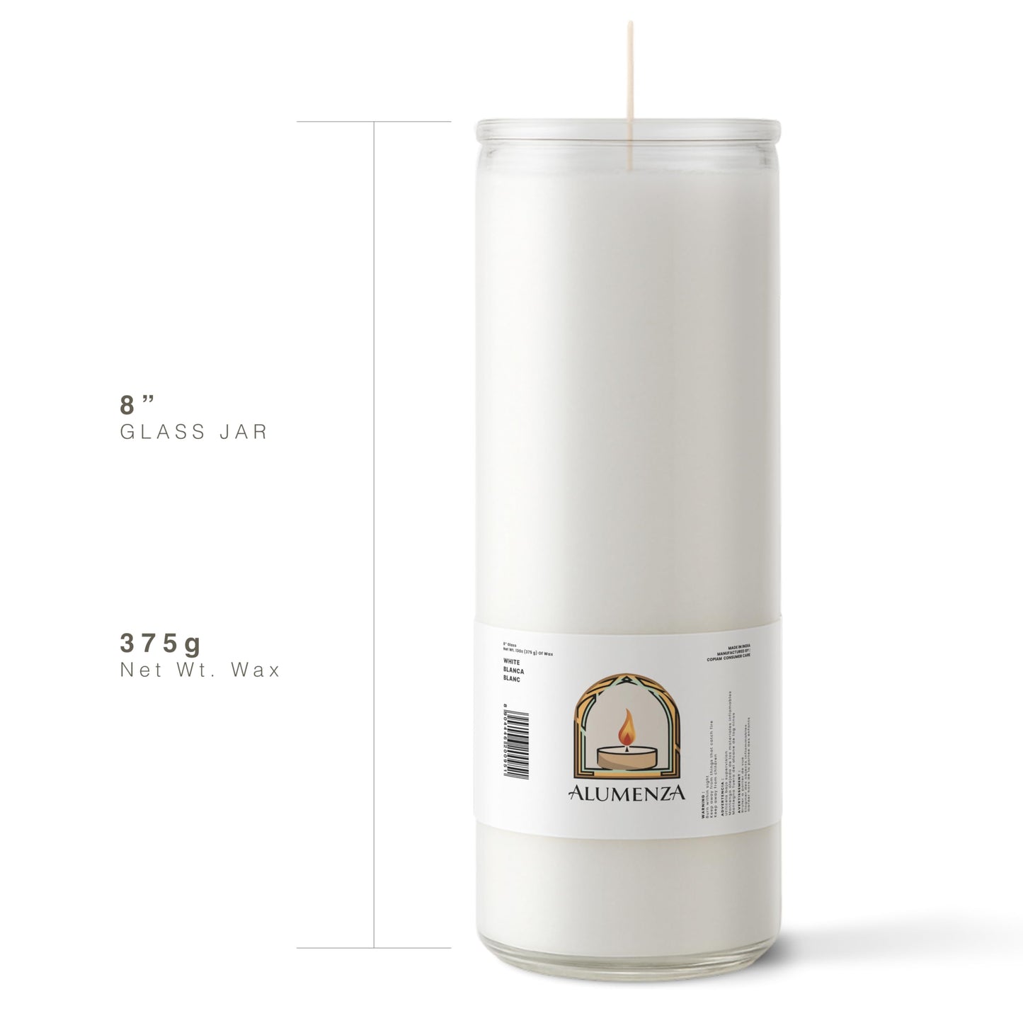 Alumenza Bulk 3 Pack White 7 Day Candles in Glass Jar – Paraffin Wax, Clean Burning Unscented | Large & Tall Devotional Prayer Pillar Candles for Home, Memorial, Spells, Long Lasting