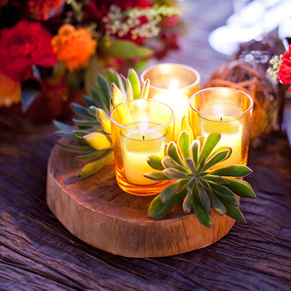 Small Citronella Candles Outdoor and Indoor, Yellow Soy Wax Votive Candles for Party Dinner and Camping - 12 Hours Burn Time, Set of 4