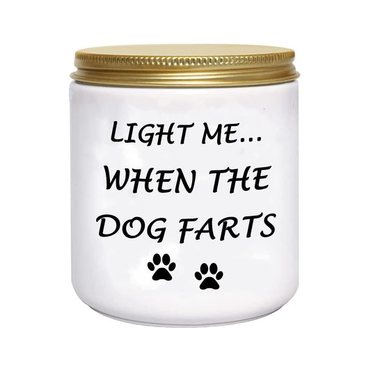 BFJLIFE Funny Gifts for Women Unique Dog Mom Dog Lovers Mothers Day Christmas Birthday Gifts for Sister Best Friend Her Girlfriend Wife Light Me When Farts Lavender Scented Soy Candles