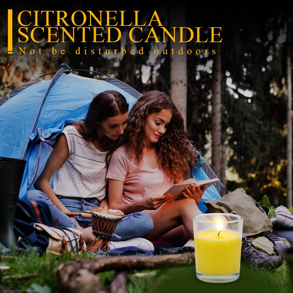 Small Citronella Candles Outdoor and Indoor Soy Wax Votive Candles for Party Dinner and Camping - 12 Hours Burn Time, Set of 20