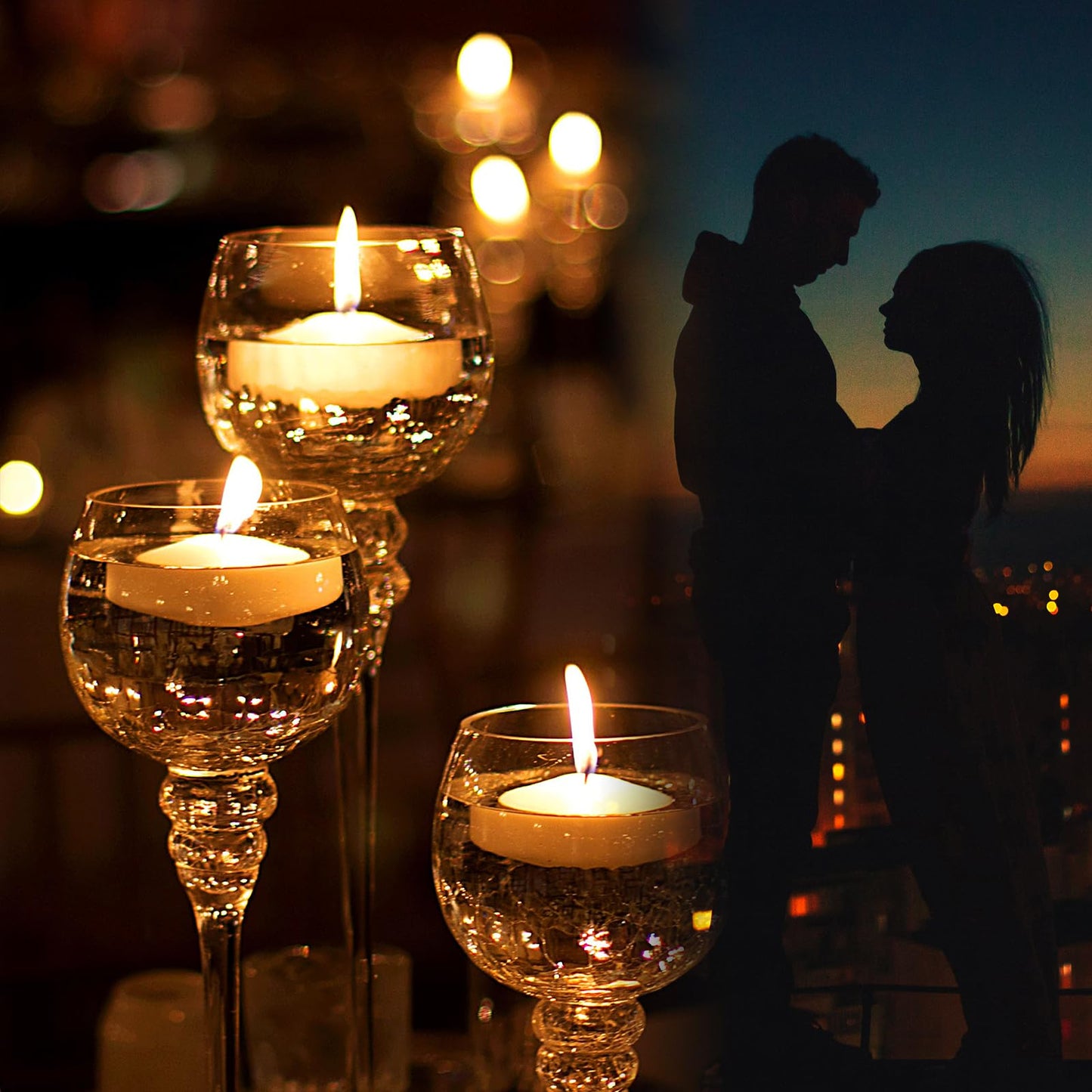 White Red Floating Candles 2 inch, 6 Pack Floating Candles 5-6 Hours Burning, Unscented Floating Candles for Centerpieces for Proposal Decorations, Romantic Night Set (6 Pack, red + White, 2 inch)