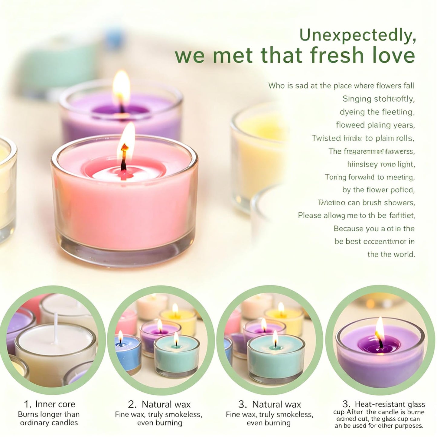 Mini Scented Candle Gift Set, Smokeless Glass Cup Tealight Candles with Assorted Fragrances, Ideal for Home Decor, Romantic Moments, Holidays & Housewarming Gifts (Pink)