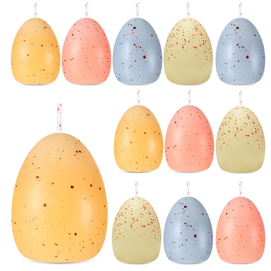 Rossesay 12 Pcs Easter Egg Votive Candles 1.8'' x 2.4'' Colored Unscented Egg Shaped Candles Smokeless Tealights for Easter Party Home Decoration Supplies(Morandi Style)