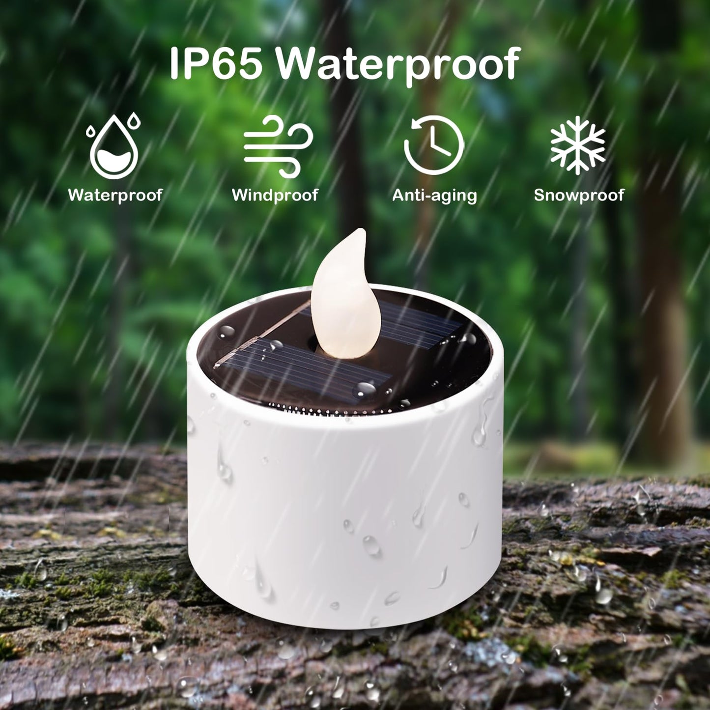 Solar Tea Lights Outdoor Waterproof - 6 Pack Flameless Flickering Solar Candles Reusable LED Tea Light Candles Rechargeable Dusk to Dawn Lighting for Lanterns Garden Camping Home Decor, 2.3''x2.1''