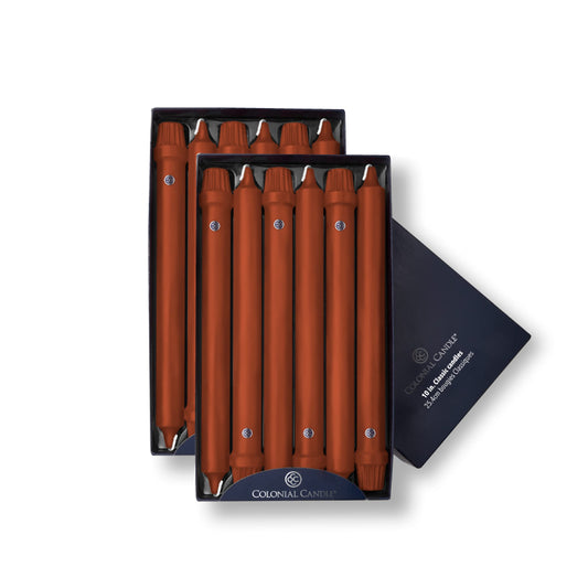Colonial Candle Unscented Taper Candle, Classic Collection, Amber, 10 in, Pack of 12 - Up to 8 Hours Burn