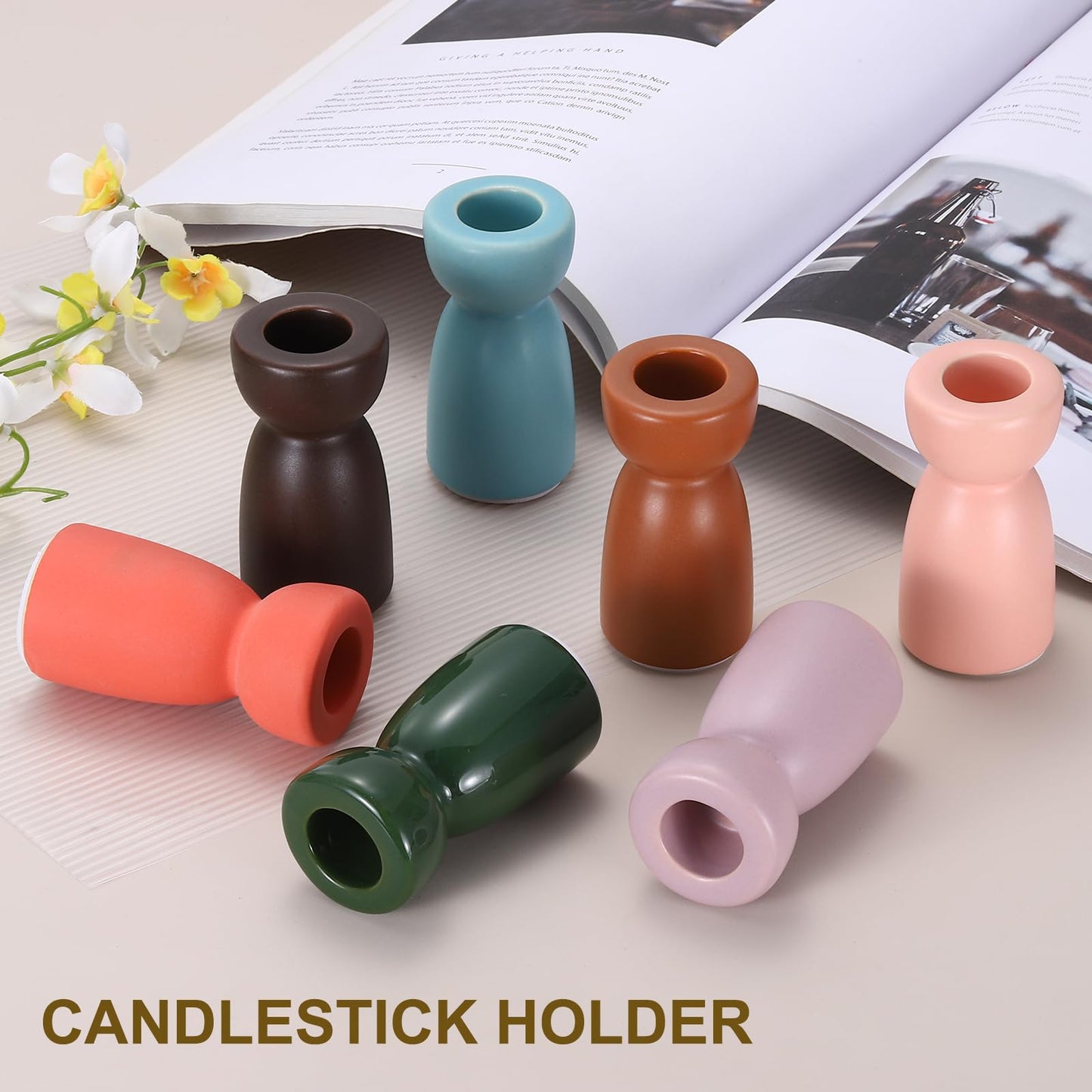 uxcell 2 Pack Candlestick Holder Light Pink Ceramic Taper Candle Holder Candle Stand Holders Modern Style Decoration for Centerpiece Tabletops Anniversary