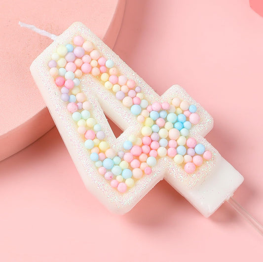 EAKE 24th Birthday Candle Macaron Glitter 3D Pastel Number 24 Candles for Girl Women Sweet Theme Birthday Wedding Anniversary Party Cake Decoration