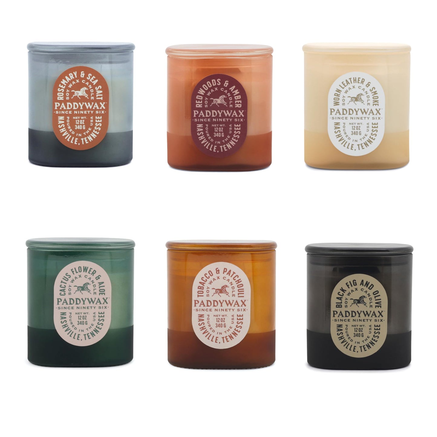 Paddywax Vista Scented Candle with Lid in Reusable Tonal Glass Jar, Clean-Burn 2-Wick Soy Candle with Approx. 84 Hour Burn Time, Decorative Gift Candles for Home, Cactus Flower & Aloe, 12 oz