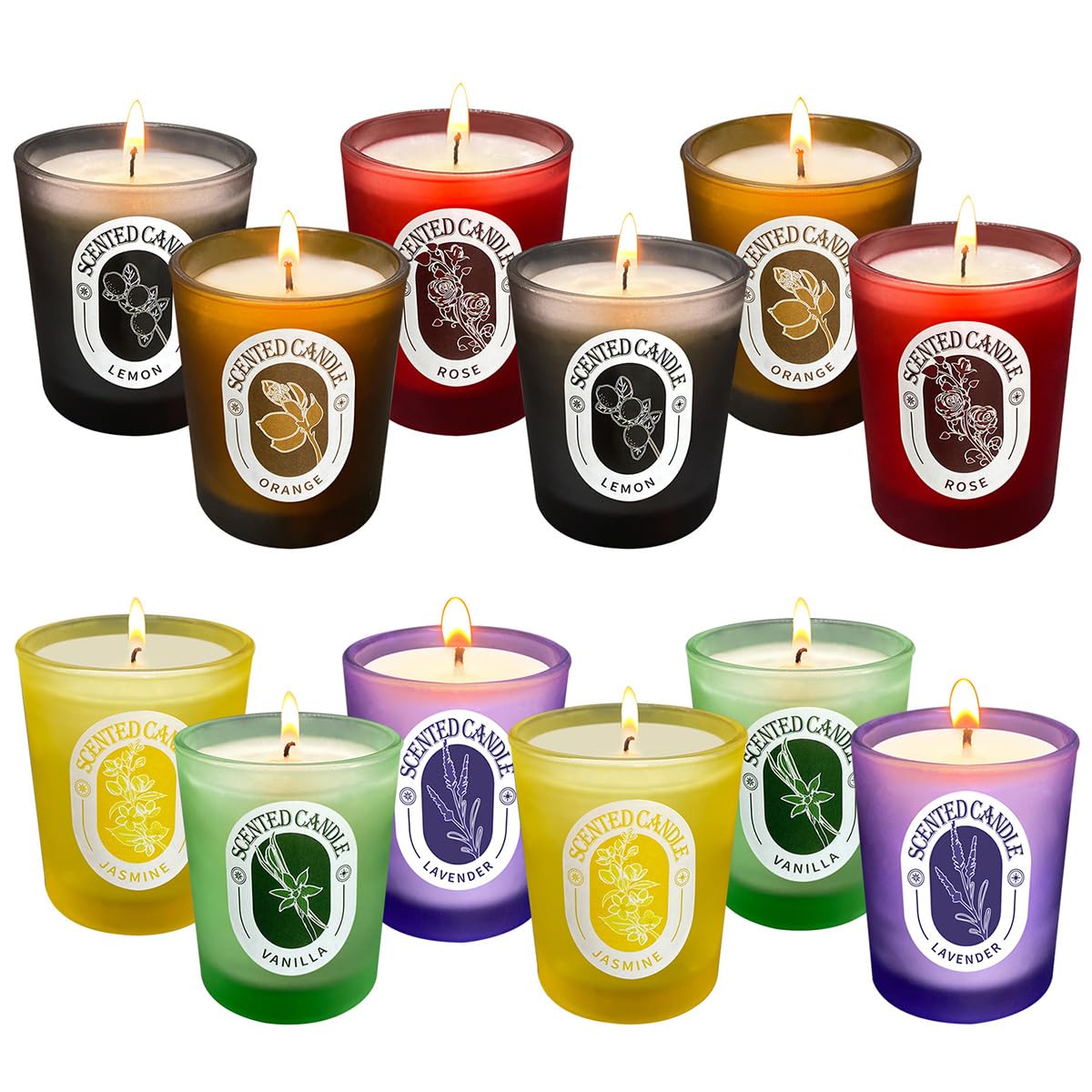 Scented Candles Gift Set of 12 Pack, Glass Jar Candles for 6 Scented, Long Lasting Soy Wax Aromatherapy Candle Set, Best Gifts with Gift Box for Every One