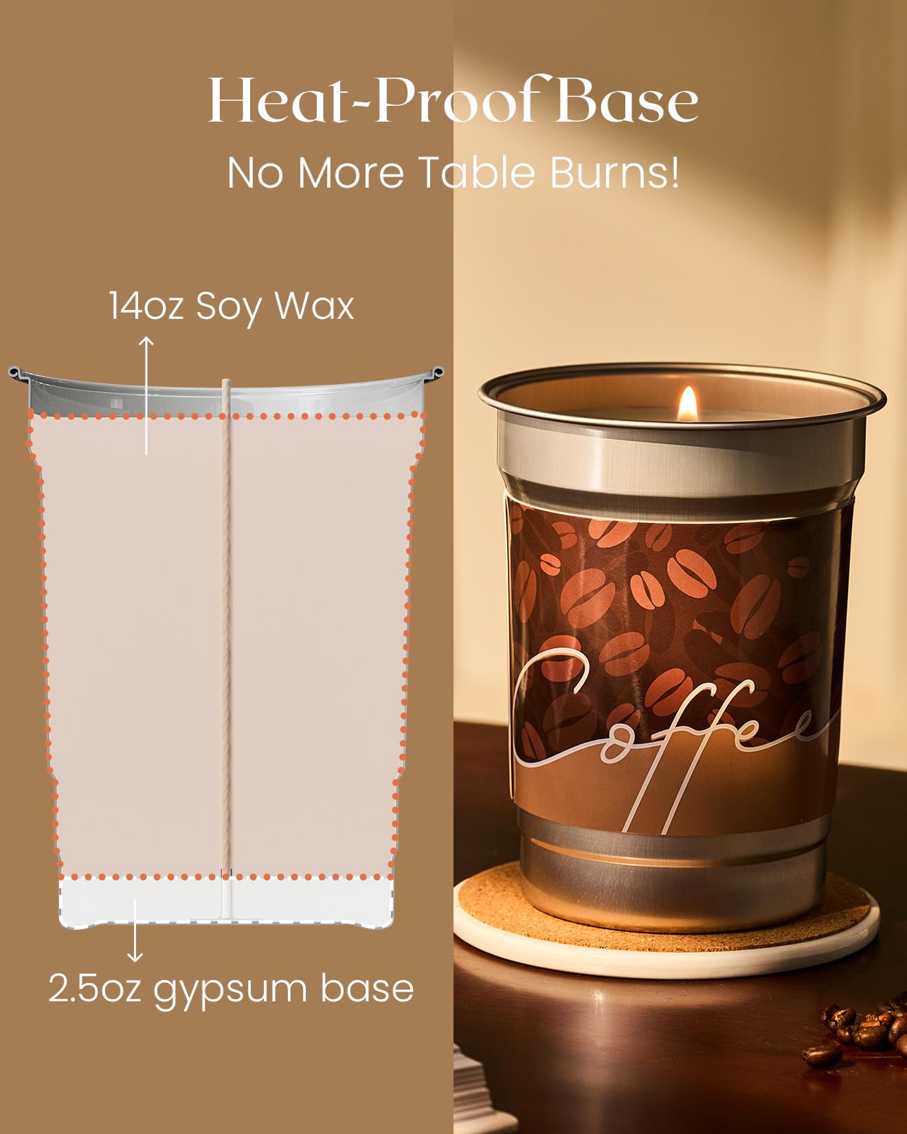 M&SENSE Espresso Candles Black Coffee Scented, 16.2oz