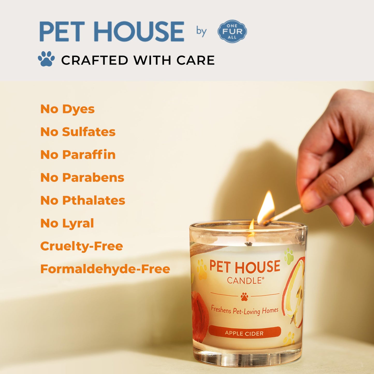 Pet House Candles, Long Lasting, Air Freshening, Pina Colada Scented Candle for Pet Odor, 60 Hour Burn Time 9 OZ
