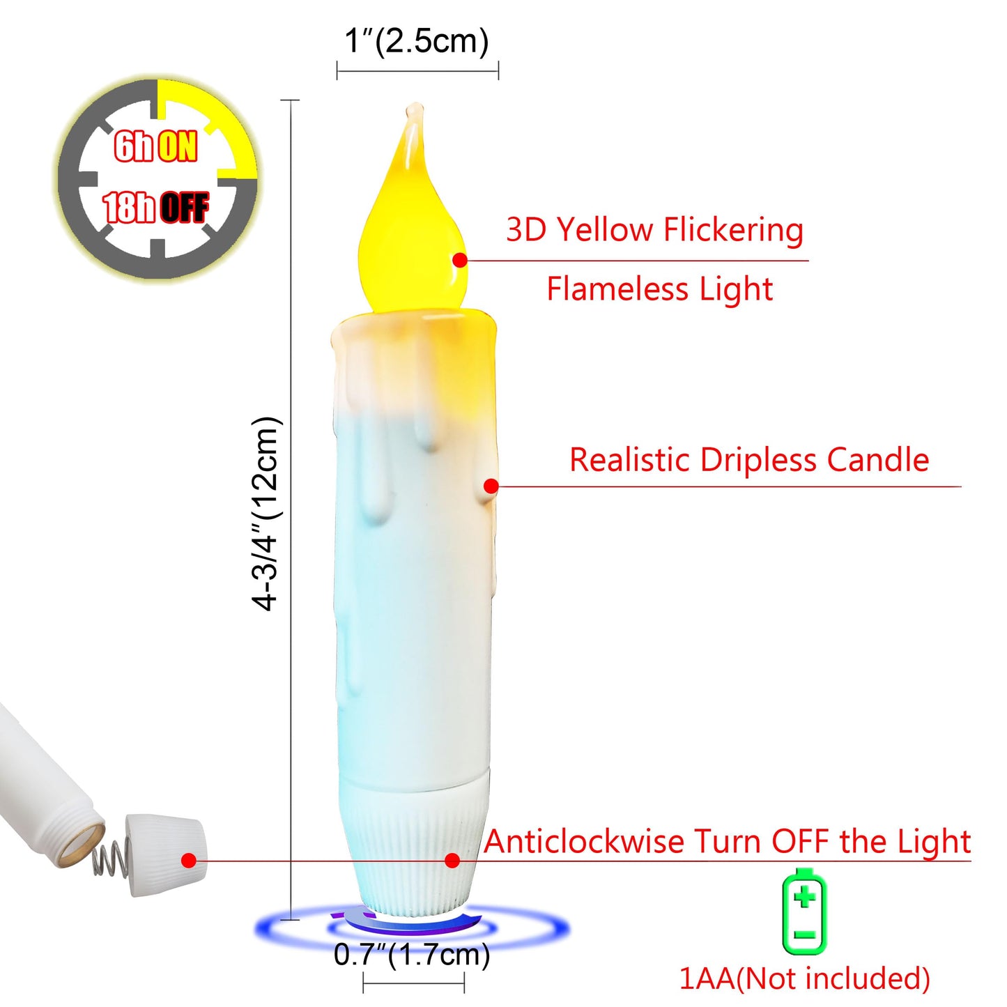 Flameless Short Taper Candles Battery Operated with Timer,4.75 Inch White LED Candlesticks Flickering Dinner Candle for Christmas Halloween Decorations,Set of 2 PCS