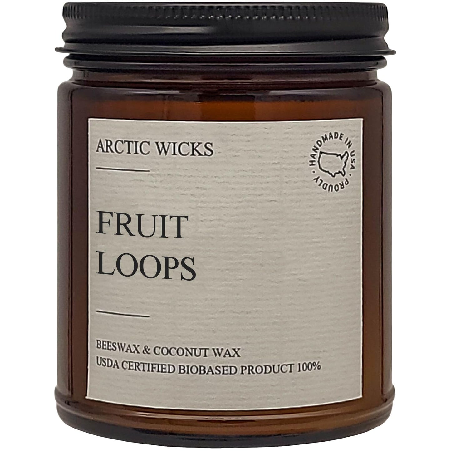 Arctic Wicks Scented Coconut Beeswax Candles | Coconut Beeswax Non Toxic Candle 9oz Amber | Farmhouse Candles Non-Toxic Clean Burn 100% USDA Certified Biobased (Fruit Loops)