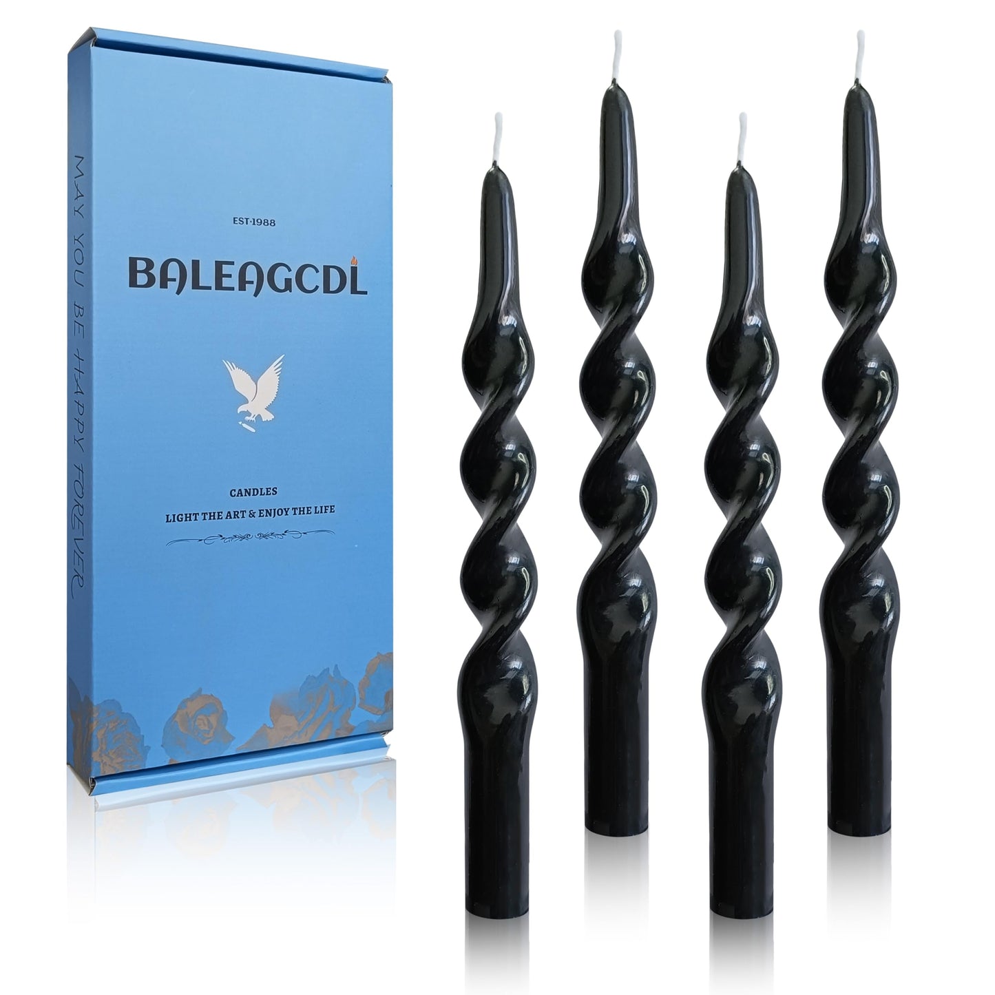 Dripless Unscented Spiral Candles 10 Inch Black Smokeless Long Burning Twist Design Candlesticks for Home Décor Dinner Party Romantic Evenings