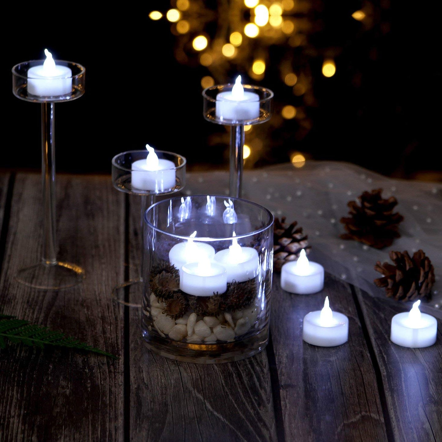 AGPTEK Tea Lights,24 Pack Flameless LED Candles Battery Operated Tealight Candles No Flicker Long Lasting Tealight for Wedding Holiday Party Home Decoration(Cool White)