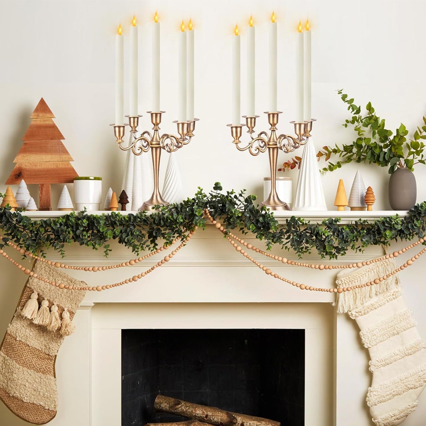 Sunjas 12PCS Flameless Taper Candles with 3D Flickering Flame Battery Operated Candles with 2 Remote with Button Cell Battery 10 Inch Ivory LED Candlesticks Window Candle for Christmas Home Decor