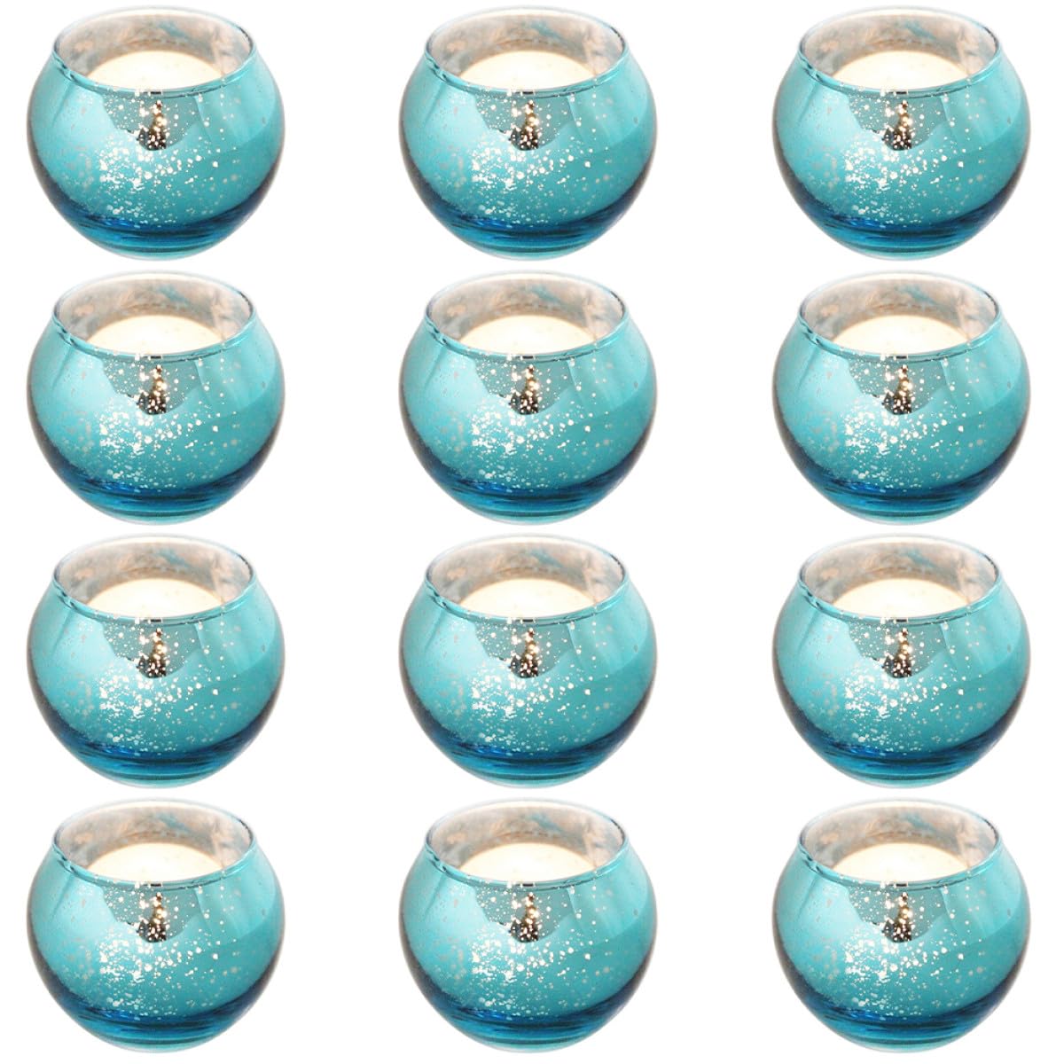 Beaupretty 12pcs Glass Candleholders with Blue Dot Pattern Decorative Hollow Candle Cups for Home Décor, Votive Candle Holder Set Suitable for Weddings and Hotels
