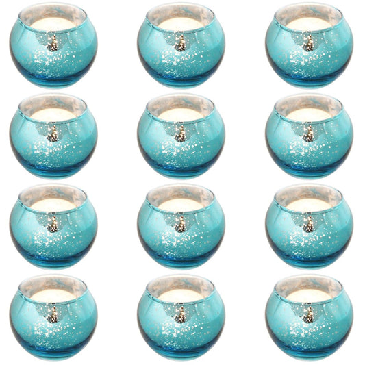 Toyvian 12pcs Patterned Glass Candle Holders Set, Round Hollow Tealight Cups for Wedding Centerpiece and Home Décor, Decorative Candle Holders for Dining Table Use