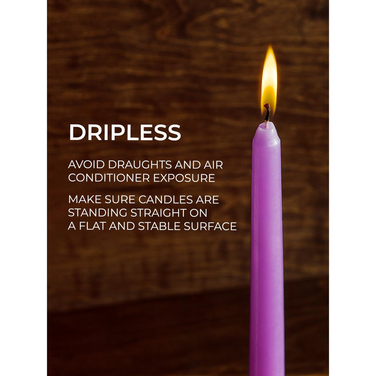 CANDWAX 10 inch Taper Lilac Candles Pack of 4 - Unscented Smokeless Dripless Tall Candlesticks - Perfect for Special Occasions, Ordinary Dinners, for Mother's Day - Lavender Candle Sticks
