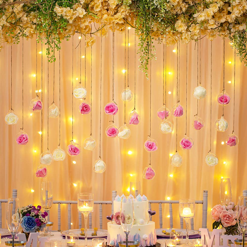 Sziqiqi Hanging Glass Globes Orbs Tea Light Candle Holders fillable with Trinkets for Wedding Ornaments, Wedding Birthday Christmas Party Centerpiece Accessory 2.36inch 100pcs +8 Extra