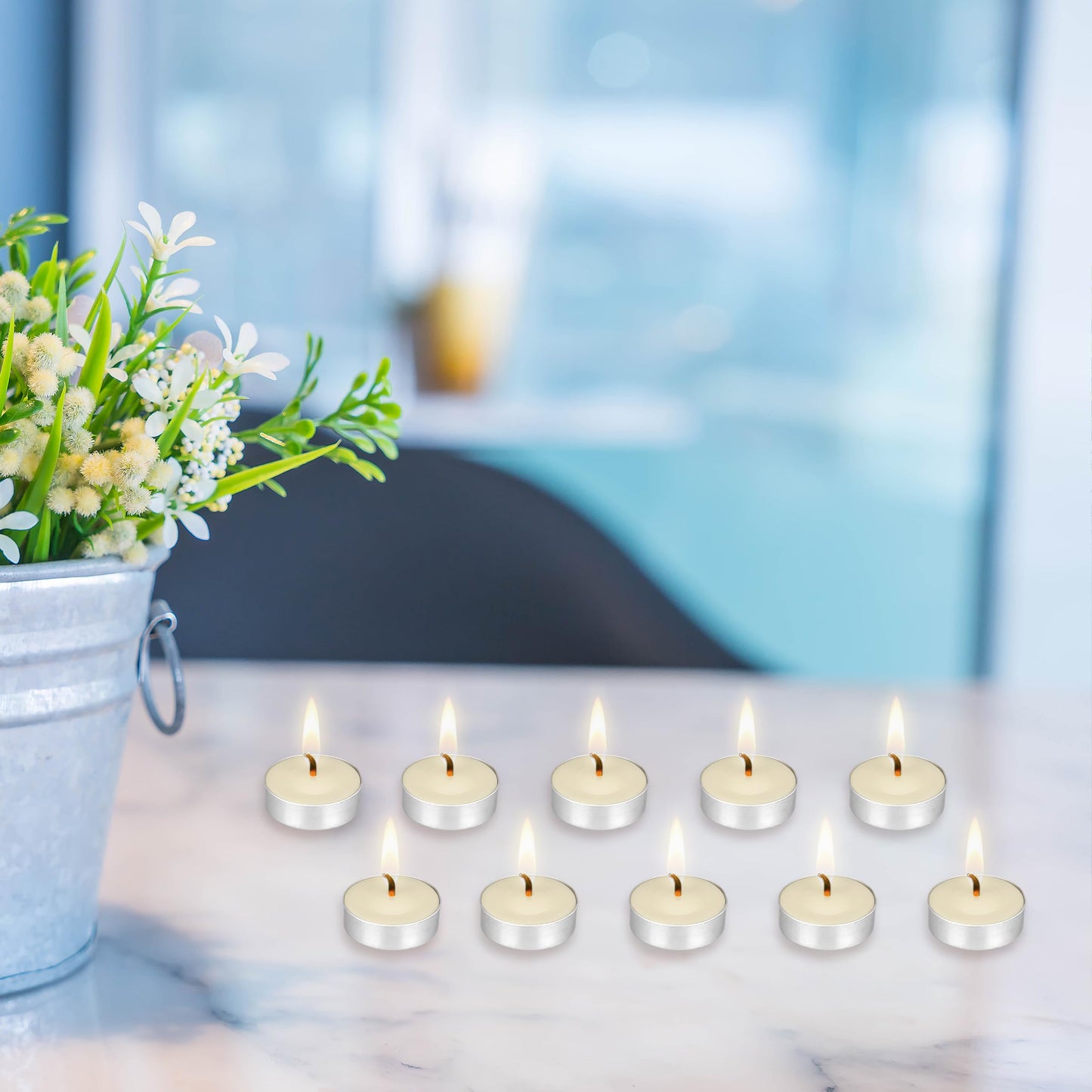 Mega Candles 50 pcs Unscented Ivory Tea Lights Candles, Pressed Wax Candle 3.5 Hour Burn Time, Home Décor, Wedding Receptions, Occasions, Festivities, Events, Meditations, Spa, Prayers, Vigil