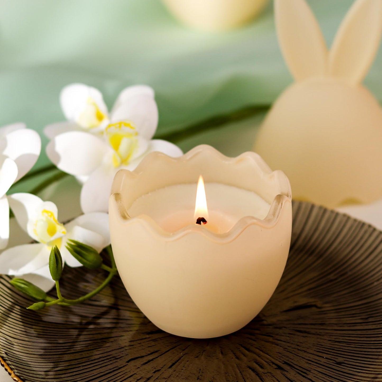 Vanilla Scented Candle, Bunny Spring Home Decor, Indoor Easter Decoration for Table Centerpiece, Gift for Women