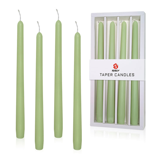 Cedar Scented Taper Candles 10'' Colored Candle Sticks Green Candles Set of 4 | Home Decor Kitchen Decor Wedding Decorations Candles
