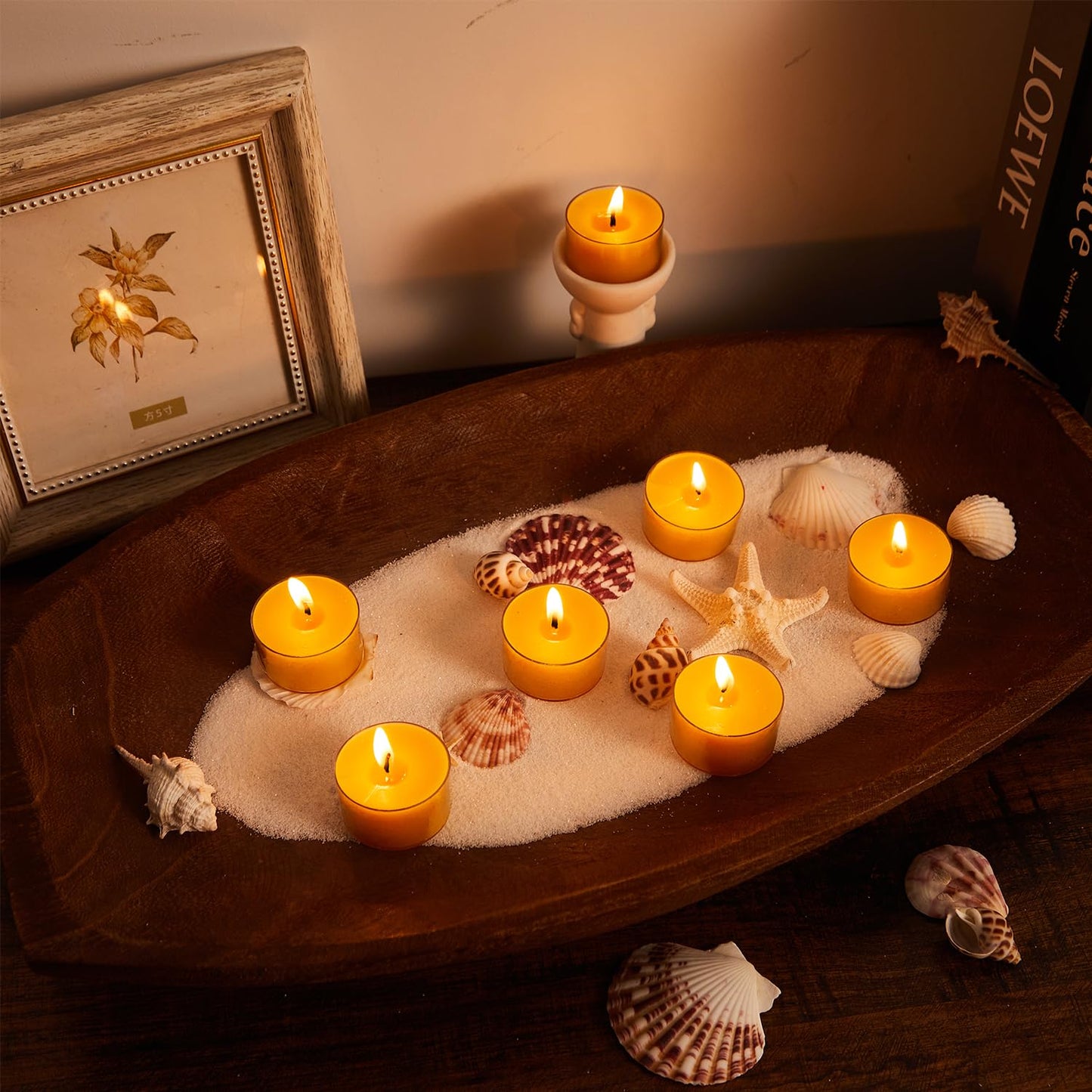 Ashlux 6 Hours Beeswax Tealights Candles, 6 Packs Pure Beeswax Tea Lights