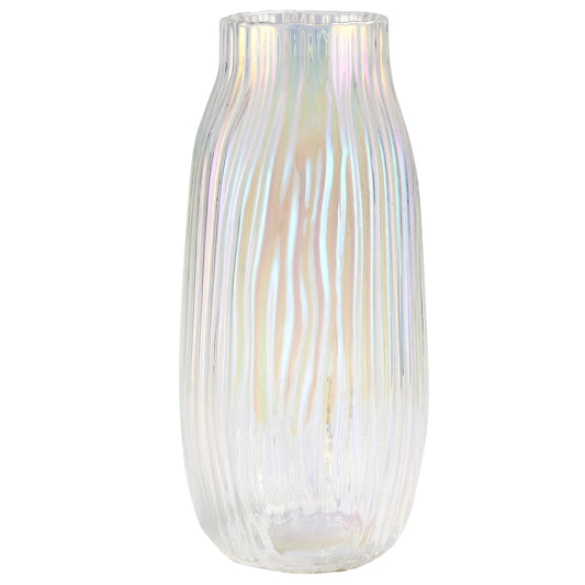 Large Colored Glass Vase for Home Decor Ribbed Tall Gold Floor Vase 12.0" Decorative Vases for Table Centerpieces Flowers Decor and Farmhouse(Colored 8.0in)
