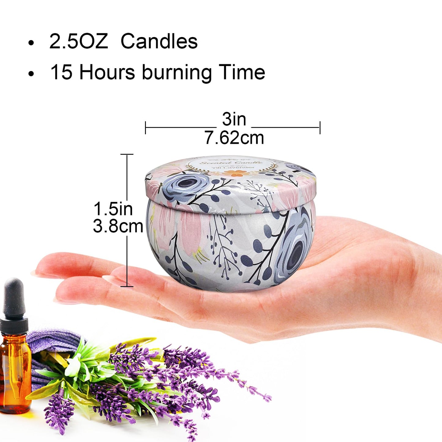 24 Packs Scented Candles Gift Set, Fragrances Candle for Women, 2.5 OZ Portable Jar Candle for for Spa, Yoga, Bath, Aromatherapy, Stress Relief, Floral Pattern