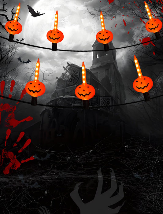Nostalgic Halloween Pumpkin Bubble Lights, 7.5FT Light Up Pumpkin Night Light with 7 Bulbs, Vintage Plug in String Lights for Indoor Outdoor, Spooky Mantel & Porch Halloween Decorations