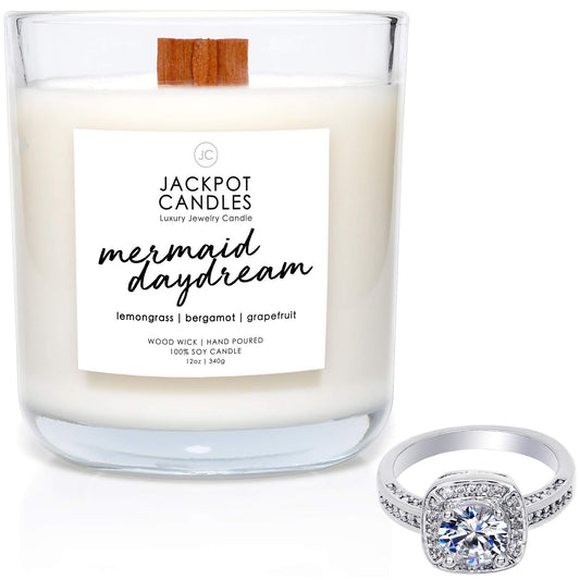 Mermaid Day Dream Candle with Ring Inside (Surprise Jewelry Valued at $15 to $5,000) Ring Size 7