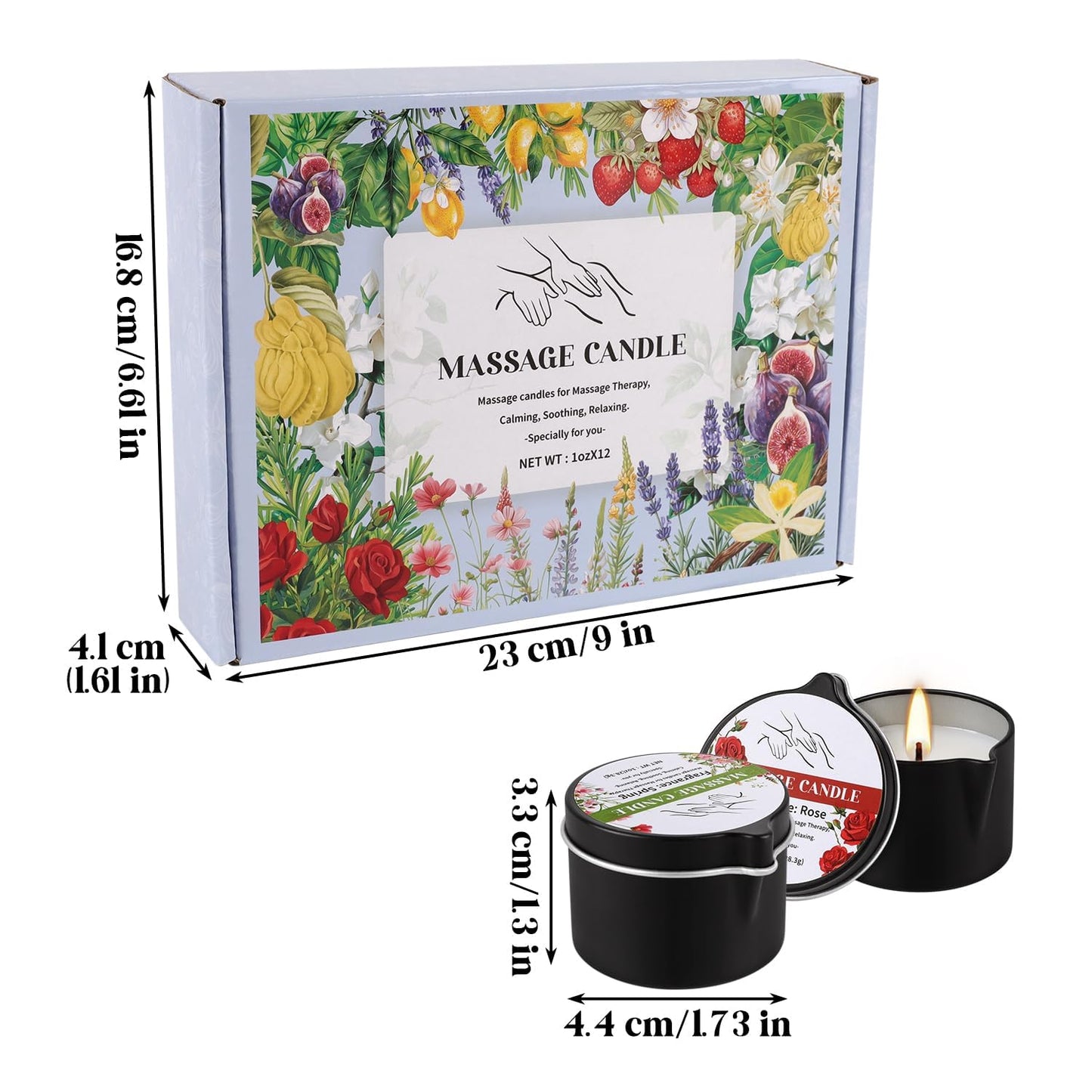 12-Pack Massage Candle Set - Low Temperature Soy Wax Melts into Silky Smooth Massage Oil, 1oz Aromatherapy Candles for Couples, Home Spa, Relaxation & Romantic Gifts (12 Scents)